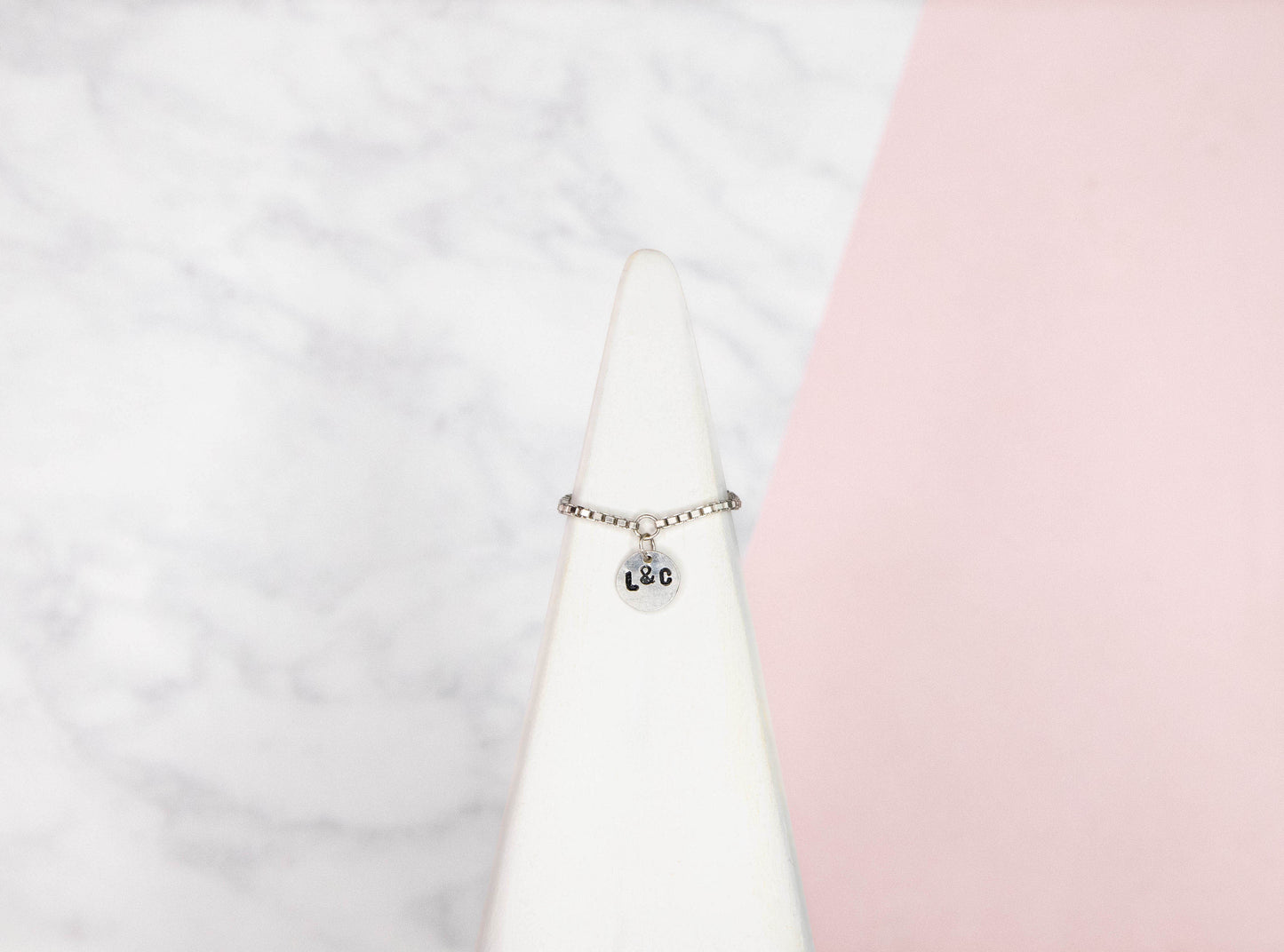 Personalized Stamped Box Chain Ring